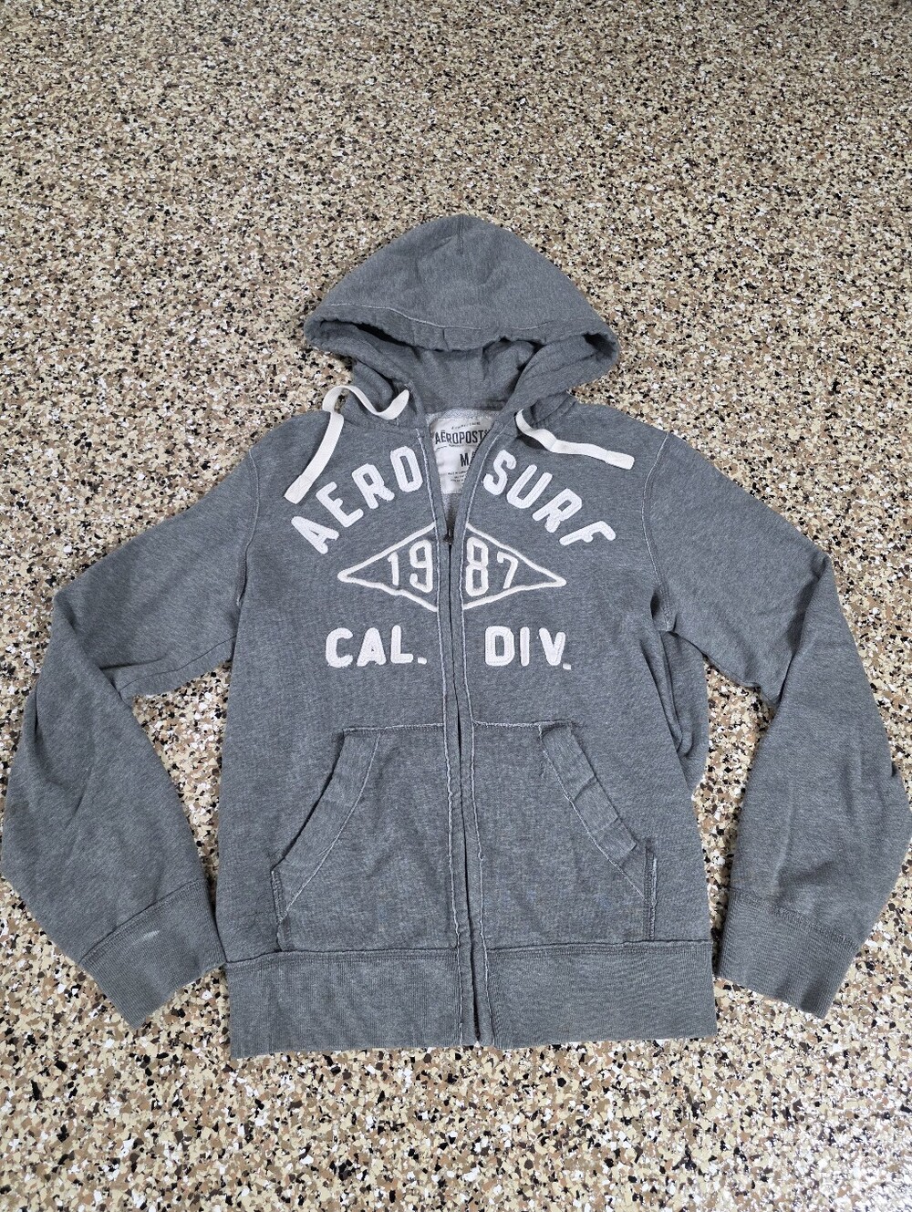 Aeropostale Gray Zip-Up Hoodie Sweatshirt - Womens Medium